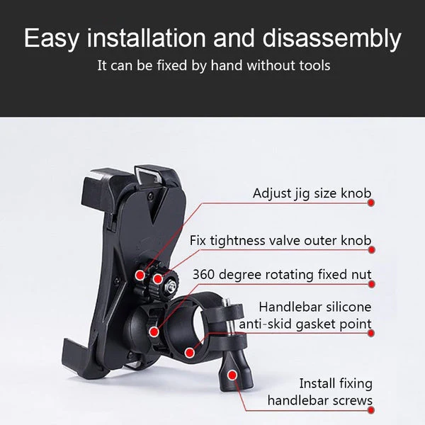 Bike Phone & Mobile Mount Anti Shake and Stable Cradle Clamp with 360° Rotation - Image 7