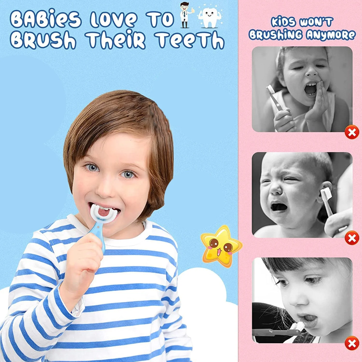 U-Shaped Toothbrush for Kids Manual Whitening Silicone Brush 2–6 Years - Image 7