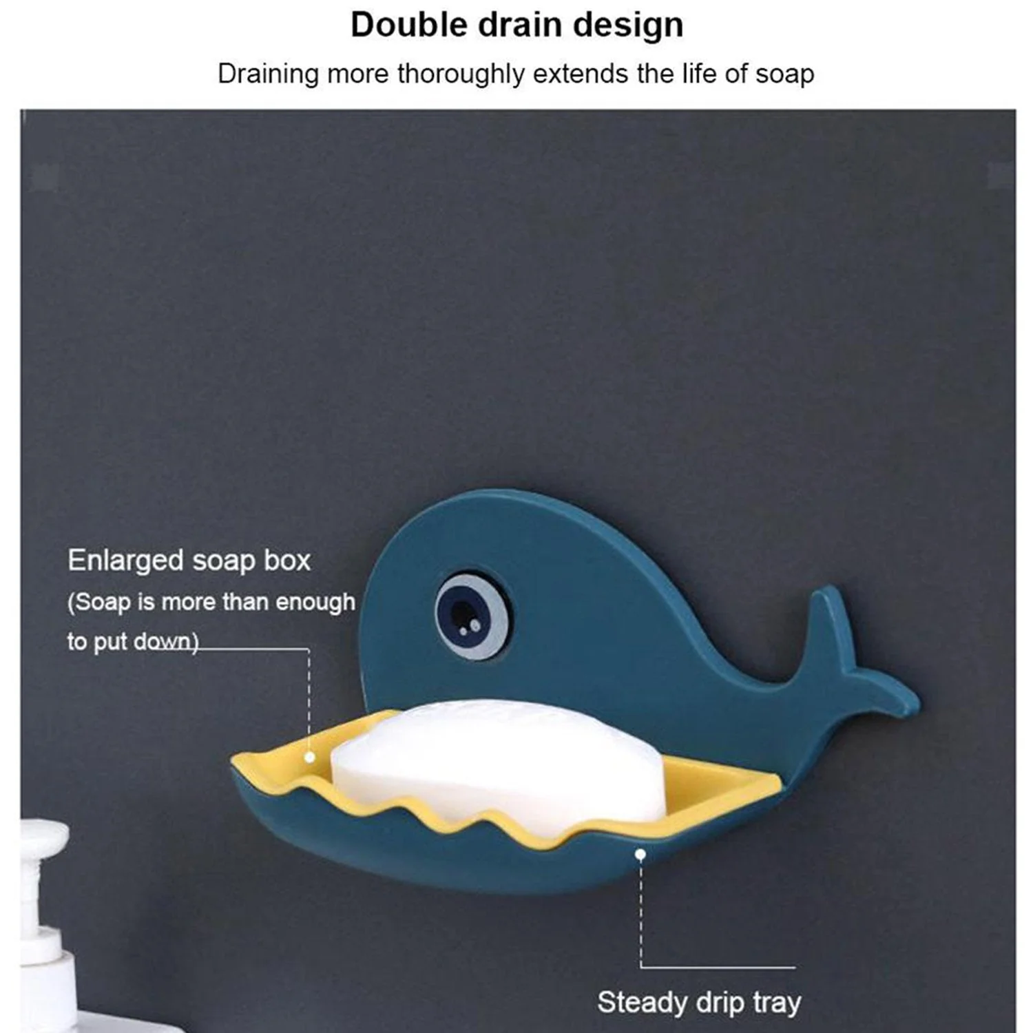 Fish Shape Wall-Mounted Double Layer Soap Holder for Bathroom & Kitchen - Image 3
