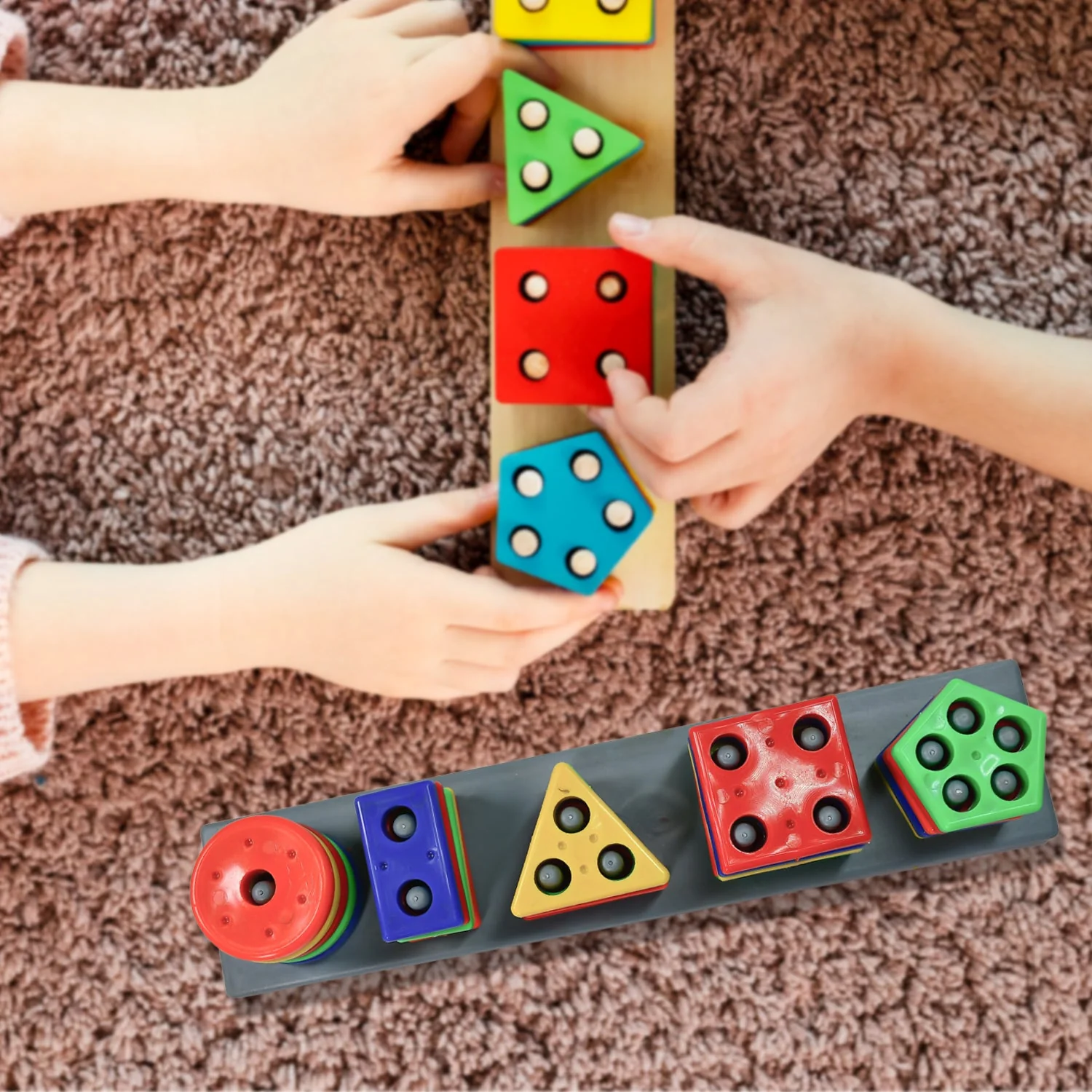 Geometric Brick with box- 5 Angle Matching Column Blocks for Kids - Image 3