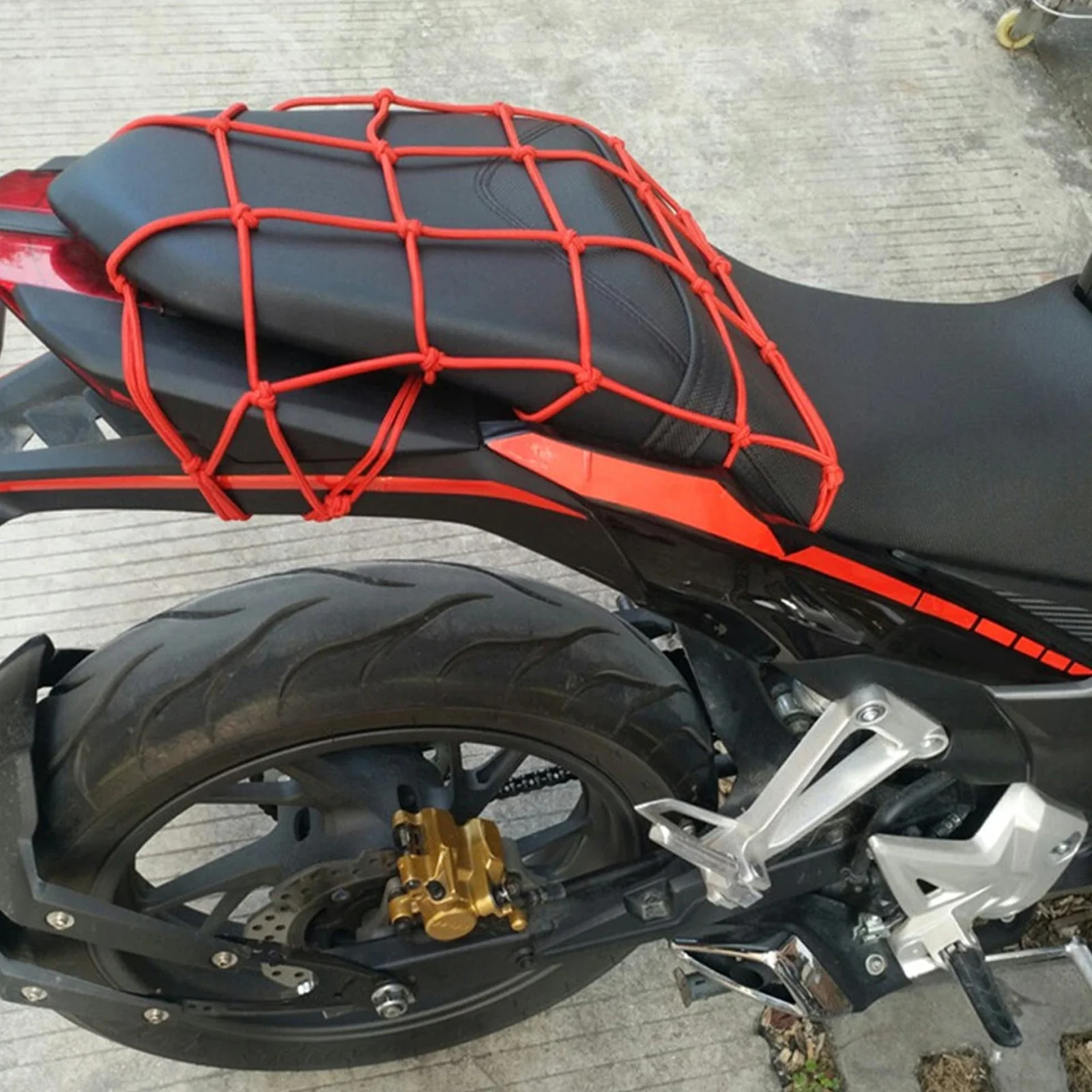 Heavy-Duty Elastic Bungee Cargo Net Mesh Holder - 4 Adjustable Hooks for Motorcycle - Image 3