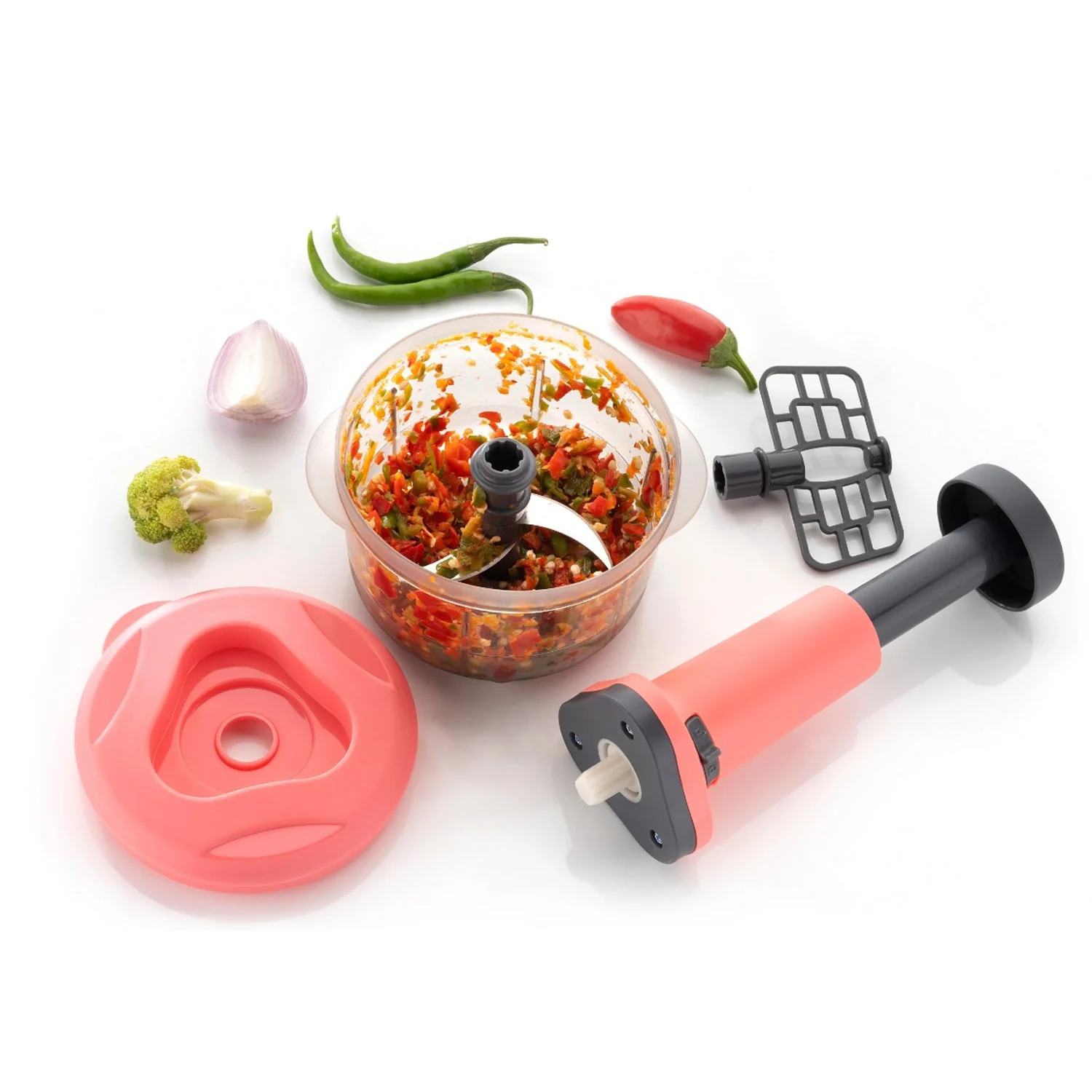 2-in-1 Push Chopper 800ml with Stainless Steel Blade for Quick Food Prep - Image 5