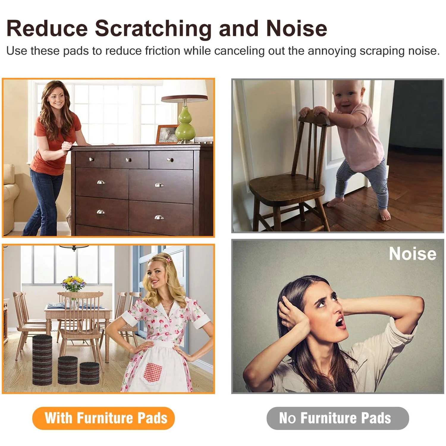 4-Piece Square Felt Furniture Floor Protector Pads - Image 9
