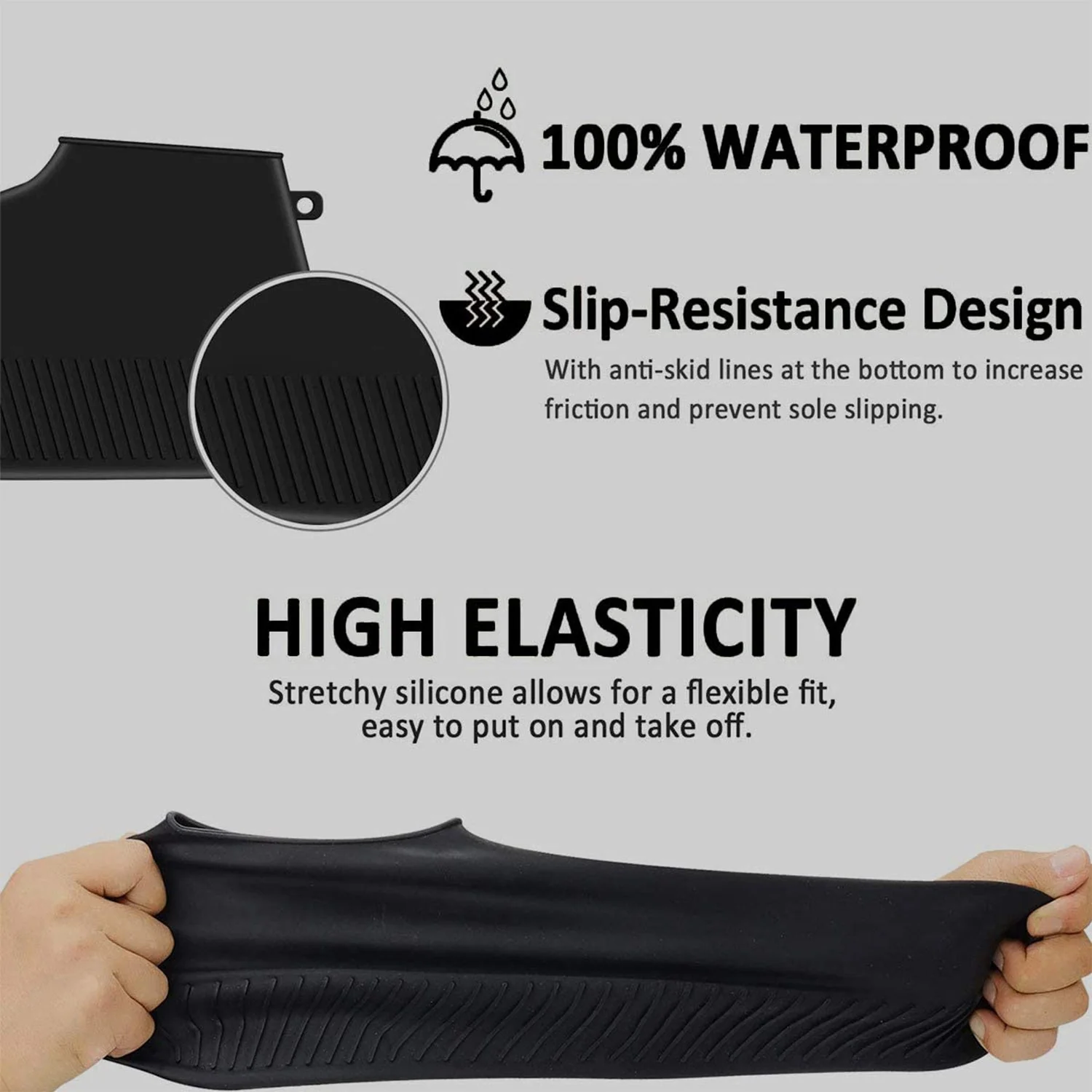 Non-Slip Waterproof Silicone Shoe Cover, Large - Image 7