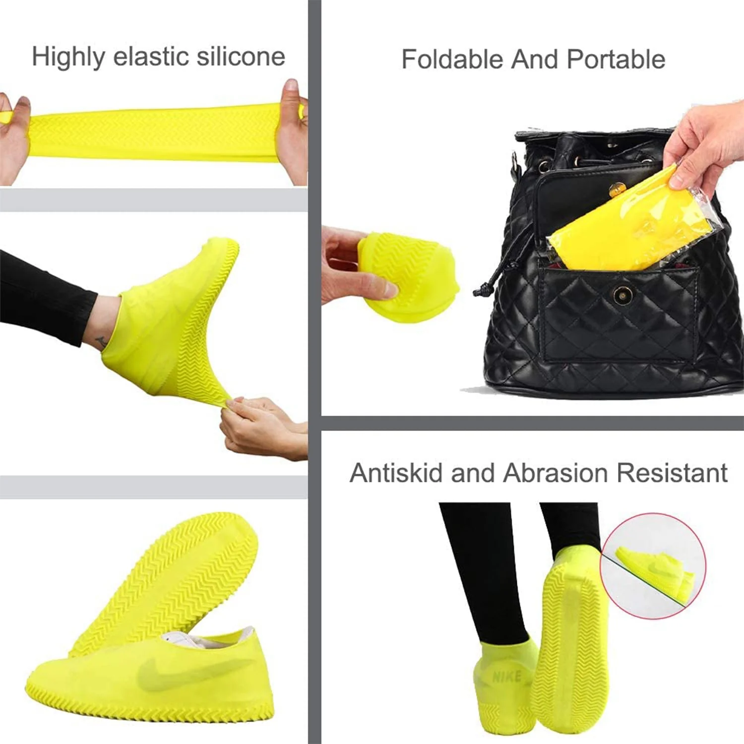 Non-Slip Silicone Reusable Waterproof Boot Shoe Cover (Medium, Mix Color) - Image 3