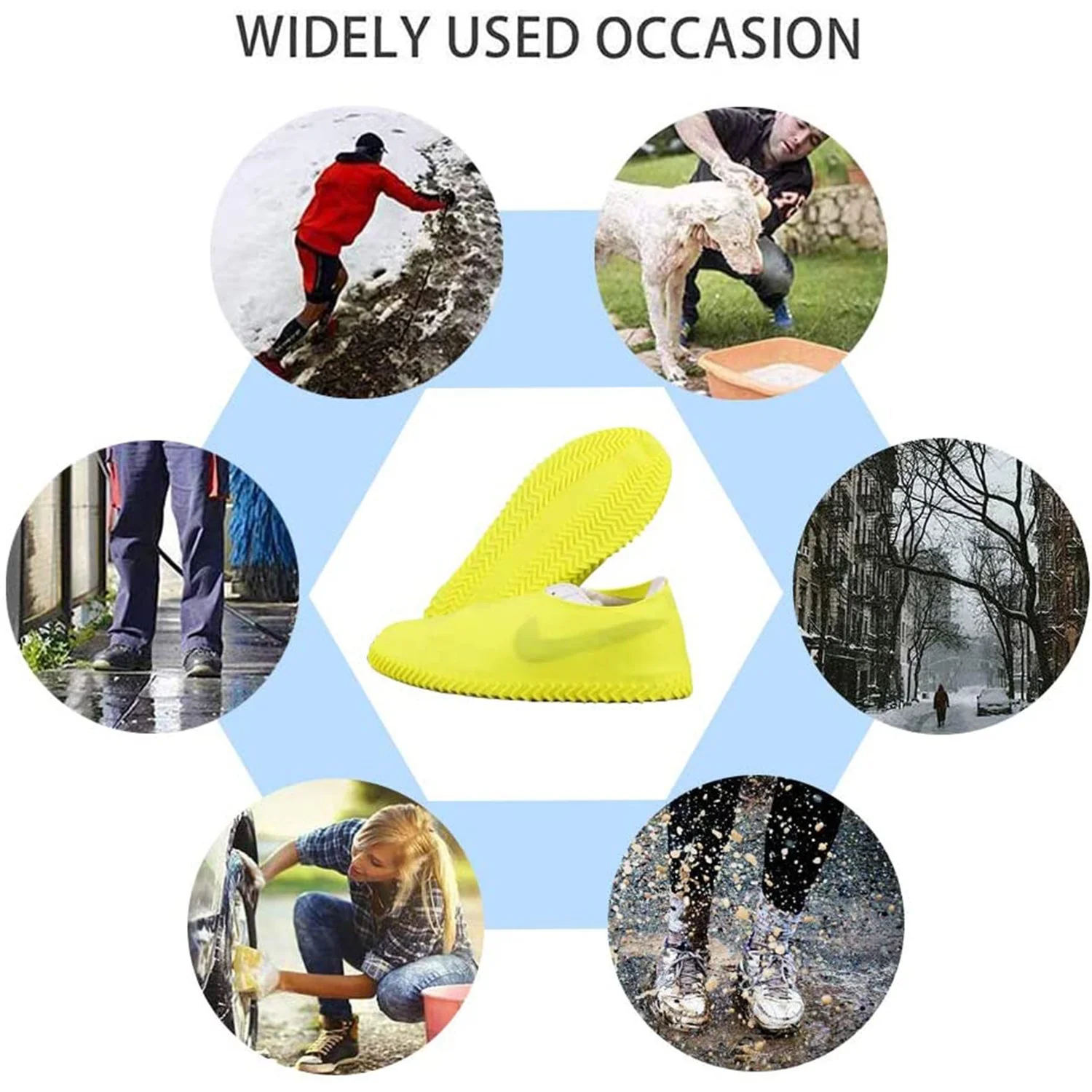 Non-Slip Silicone Reusable Waterproof Boot Shoe Cover (Medium, Mix Color) - Image 7