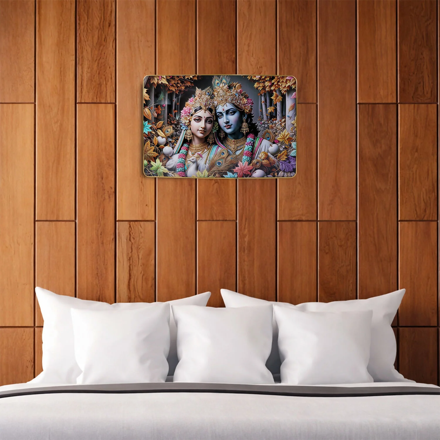 Radha Krishna Wall Frame Premium Spiritual Decorative Wall Art Home Decor (18x12 Inch) - Image 2