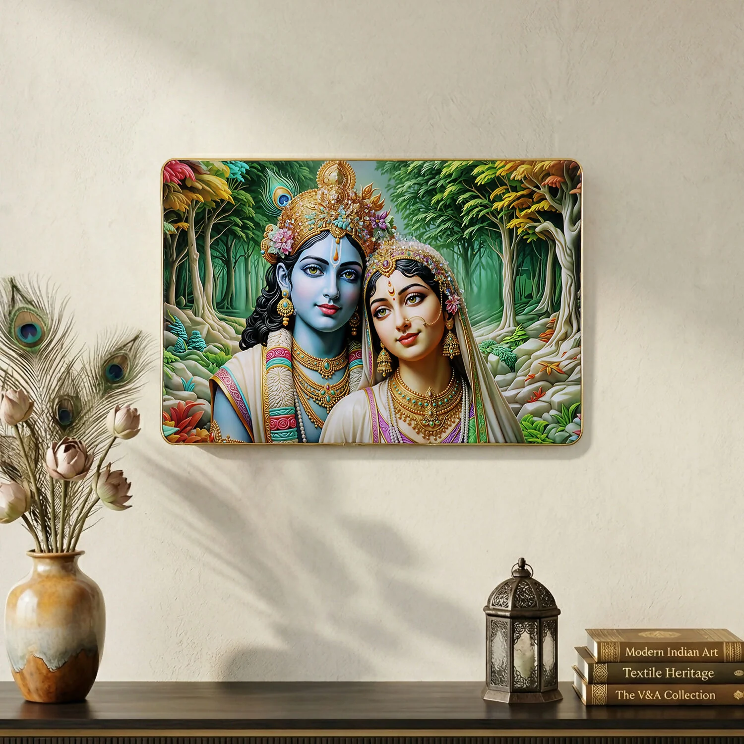 Radha Krishna Wall Frame Premium Spiritual Decorative Wall Art Home Decor (18x12 Inch) - Image 5