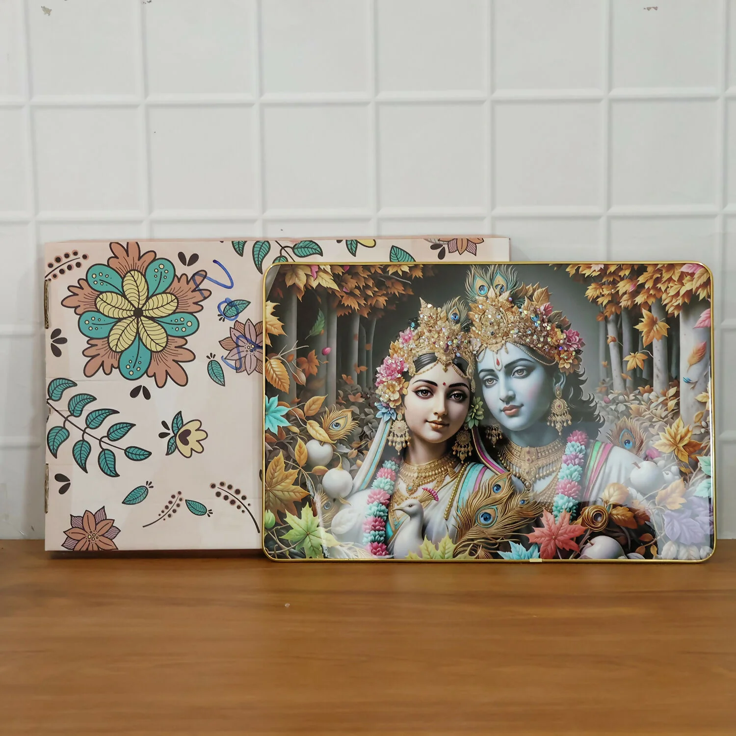 Radha Krishna Wall Frame Premium Spiritual Decorative Wall Art Home Decor (18x12 Inch) - Image 8